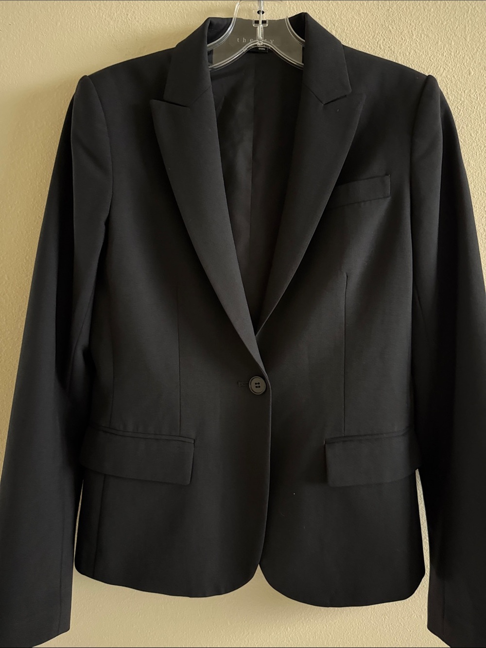 Theory Wool Blended Women's Black Single-Button Blazer Jacket